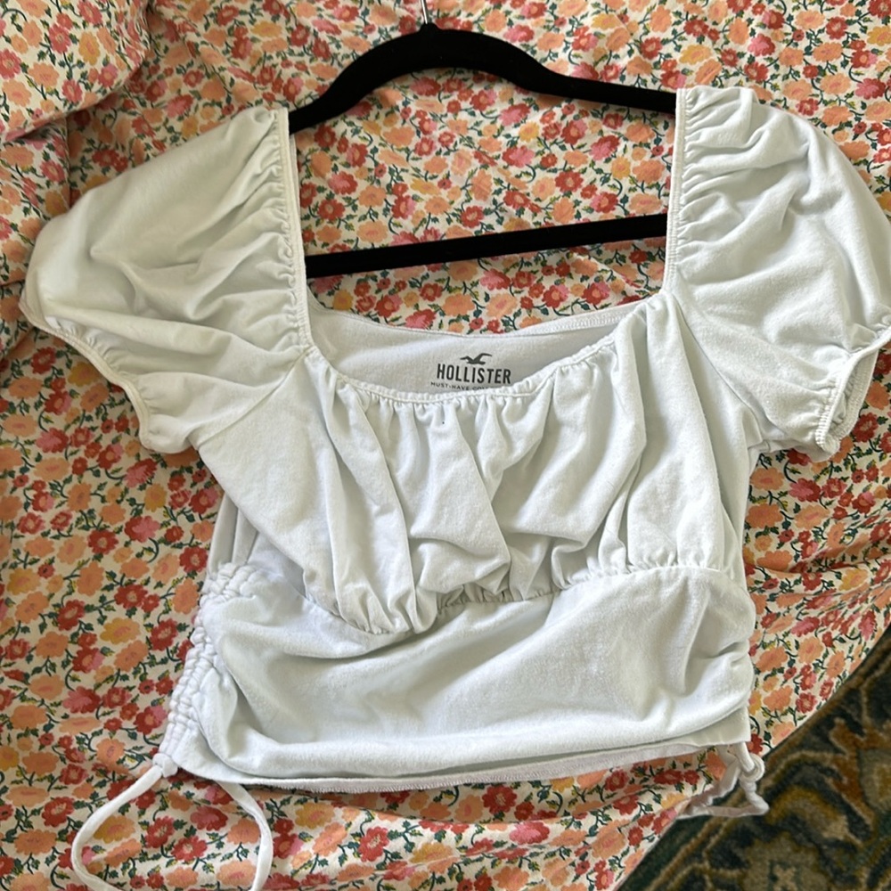 Hollister white crop top, size medium